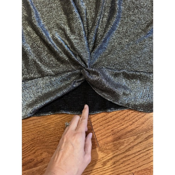 INC Womens Silver Top NWT Dressy Top Twist Top Long Sleeves XXL - Picture 5 of 10